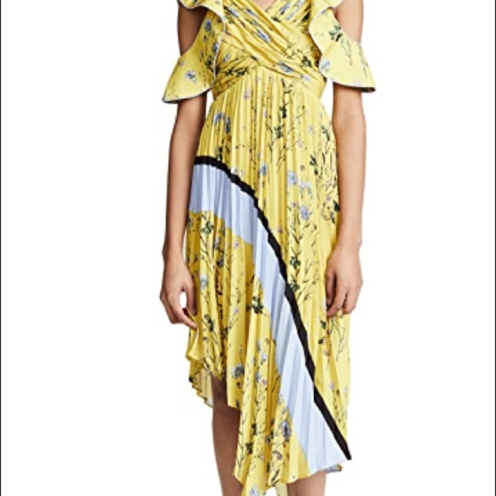 Self Portrait pleated floral asymmetrical dress